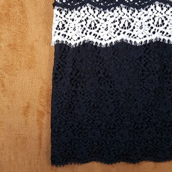 MILLY Womens Dress Size 2 Black Layered Sheath Lace Illusion GABRIELLE $495 - Picture 4 of 13